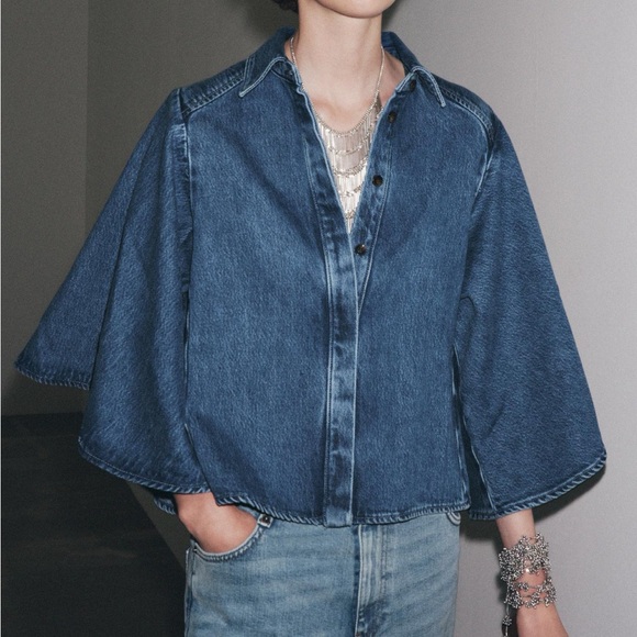 ZARA ZW COLLECTION DENIM KIMONO SHIRT - Picture 2 of 9